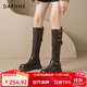 達芙妮長(cháng)筒靴子女鞋冬季加絨2025新款秋季高筒騎士長(cháng)靴百搭