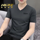 HKRZ高端品牌男裝短袖T恤男V領夏季韓版修身百搭男士雞心領半袖體恤 碳灰/3209/V領 2XL (175) 建議體重145-160斤