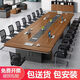 格之木會議桌長桌簡約現(xiàn)代大型會議室洽談培訓員工長條桌圓角辦公桌椅 胡桃木色 3.5米會議桌+12把椅子