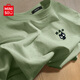 名創(chuàng  )優(yōu)品（MINISO）日系短袖男生t恤2025夏季男士闊版寬松大碼正肩純棉半袖情侶衣服 棕櫚綠(m邁得貓胸標) L 175 (名創(chuàng  )優(yōu)品 品控嚴格)