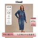 ELAND【100%棉】衣戀襯衫裙女復古H微落肩牛仔連衣裙2025夏季新款 牛仔色(55)Indigo M /165