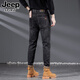 JEEP SPIRIT牛仔褲男秋冬潮牌新款高端修身直筒彈力小腳褲加絨加厚男士長(cháng)褲子 7162黑色 31