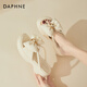達芙妮（DAPHNE）拖鞋女夏季外穿露趾新款厚底蝴蝶結休閑仙女風涼拖 米色 跟高5.3cm 36 (230mm) 標準碼