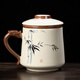 金鑲玉 仿宋汝窯茶杯 陶瓷茶水分離帶過(guò)濾手繪馬克杯泡茶茶具送禮禮盒裝 春華汝窯龍把辦公杯