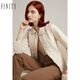 FINITY棉衣棉服冬季新款簡(jiǎn)約輕薄格紋氣質(zhì)短款保暖棉襖外套女 杏色 M