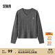 森馬（Semir）毛衣女森柔毛衫刺繡V領(lǐng)顯瘦寬松2024冬季絞花上衣復古風(fēng) 深花灰00120 S