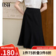 歐莎（OSA）法式高腰白色a字半身裙子女士夏季2025年新款顯瘦遮胯魚尾傘裙 黑色 XL