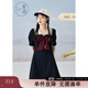 紫涵（ZIHAN）紫涵學(xué)院風(fēng)連衣裙女夏季甜美撞色翻領(lǐng)收腰小個(gè)子A字短裙 黑藏青 XS