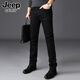 JEEP SPIRIT牛仔褲男士春秋新款純色商務修身小腳褲子男潮牌彈力百搭休閑長褲 201H黑色修身直筒 30