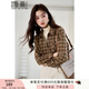 香影格子疊穿假兩件襯衫女2025秋冬季新款半高領(lǐng)上衣長(cháng)袖復古襯衣 咖啡 S