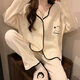 南木熊睡衣女春夏季長(cháng)袖長(cháng)褲2025年新款卡通可愛(ài)寬松女士家居服兩件套裝 米白兩件套L碼【85-105斤】