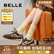 百麗（Belle）流心糖復古撞色阿甘鞋女2025秋新商場(chǎng)款運動(dòng)風(fēng)休閑鞋E7H1DCM5 棕色 3.5CM增高 37
