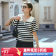 Olrain歐芮兒黑白條紋T恤女夏季新款寬松娃娃領(lǐng)短袖上衣 黑白條紋 S