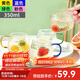 富光玻璃杯水杯家庭套裝透明簡(jiǎn)約耐熱茶杯帶把牛奶杯客廳喝水杯子套裝 四只裝（黃綠藍粉）350ml