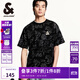 杰克·瓊斯（JACK&JONES）男裝春夏季新款簡(jiǎn)約純棉滿(mǎn)印寬松短袖T恤男情侶同款小眾個(gè)性T恤 E40黑色 常規 3XL (195)