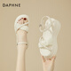達芙妮（DAPHNE）厚底羅馬涼鞋女2025夏季新款軟底松糕女鞋仙女風(fēng)一字帶輕便沙灘鞋 米色 37