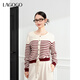 LAGOGO條紋學(xué)院風(fēng)圓領(lǐng)針織衫拉谷谷2024秋冬新品含羊毛開(kāi)衫女 混色(Y0) L