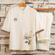 忻縈中式推拿按摩工作服中醫(yī)養(yǎng)生館夏男技師衣服茶藝師足療理療師工裝 米白色 XL