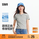 森馬（Semir）涼感T|短袖T恤女短款刺繡修身2025基礎圓領(lǐng)正肩夏裝109325100007