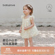 babylove女寶寶連衣裙夏季網(wǎng)紗蓬蓬裙嬰兒裙子甜美可愛飛袖外出公主裙