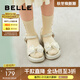 百麗（Belle）時(shí)尚炫彩一字帶涼鞋女童商場(chǎng)同款蝴蝶結涼鞋T3513B64 米色 31碼