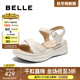 百麗（Belle）寬條帶休閑涼鞋女商場(chǎng)同款真皮厚底涼鞋D6N2DBL5 米白 38 (240mm)
