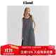 ELAND衣戀背心連衣裙女寬松U領(lǐng)條紋慵懶休閑裙子夏季新款 藏青色(59)Navy M 165