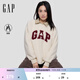 蓋璞女裝2025秋季新款Logo毛巾繡仿羊羔絨寬松衛衣休閑上衣792563 象牙白 M (165/88A)亞洲尺碼