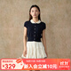 西町村屋（SETIROM）學(xué)院少女娃娃領(lǐng)針織衫女夏季新款氣質(zhì)短袖小衫XAAB10300 藏青 均碼