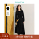 茵曼（INMAN）氣質(zhì)絲絨燈籠袖連衣裙2024冬季女裝新品貓眼紐扣長(zhǎng)袖顯瘦長(zhǎng)裙 黑色 M