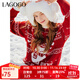 LAGOGO寬松費爾島提花減齡套頭毛衣女拉谷谷秋冬新款可愛(ài)針織上衣 紅白(HV) L 165/40