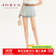 卓雅周末（JORYA weekend）2024夏季新款愛心排扣高腰水洗牛仔壓褶短褲裙褲EJWDBM0 淺藍 S