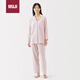無印良品（MUJI）女式 無側(cè)縫雙層紗織 睡衣 家居服套裝  淺粉紅色5S L 