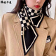 沐銘爾萊絲巾女年輕韓版針織毛線2021春秋交叉短款小圍巾禮品女冬季脖套護(hù)頸圍脖百搭 長(zhǎng)條--棋盤格-黑米