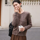 帕什【清cang】桑蠶絲山羊絨花紗羊絨開(kāi)衫女秋冬小香風(fēng)毛衣外套PS-189 深花咖 M (90-110斤）