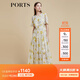 PORTS寶姿商場(chǎng)同款2022春夏新款女裝“絢爛夏花”印花連衣長(cháng)裙 亞麻淺金印花 M (6)