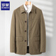 羅蒙（ROMON）純棉外套男2025春秋新款中老年夾克衫男爺爺裝休閑舒適上衣爸爸裝 深卡其【1號款】 XL /180