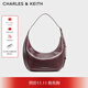 CHARLES&KEITH復古柔軟新月包腋下包斜挎包生日禮物CK2-40782526 Wineberry Red紫紅色 中包
