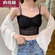 俞兆林蕾絲吊帶抹胸女夏薄款打底內(nèi)衣短款內(nèi)搭美背防走光裹胸裹胸式文胸 504交叉蕾絲款- 黑色1件 均碼 （80-125斤）