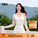 森馬（Semir）【云柔親膚】長(cháng)袖t恤女短款V領(lǐng)修身上衣24年新款插肩袖休閑薄外套 粉色調01315 M