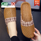 卡帝樂(lè )鱷魚(yú)（CARTELO）秋季藤草編織涼拖鞋輕便平底臥室居家情侶男女透氣草席竹編涼托新 淺棕 28 男(42~43碼)