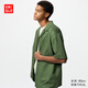 優(yōu)衣庫男裝女裝莫代爾棉混紡開(kāi)領(lǐng)襯衫/短袖襯衣474519 57 深橄欖色 L /175/100A