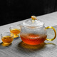 雅集茶具套裝 錘紋耐熱玻璃過(guò)濾煮茶壺 耐高溫泡花茶器 功夫茶杯家用 葉鈕錘紋壺600ml+2個(gè)小鼓組合