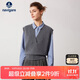 Navigare意大利小帆船女士全羊毛背心寬松休閑V領(lǐng)毛衣2334964501 灰 S 
