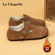 拉夏貝爾女鞋勃肯鞋百搭休閑板鞋平底輕便運動(dòng)單鞋女 駝色-加絨款 38 