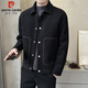皮爾卡丹（pierre cardin）外套男秋冬季輯明線(xiàn)高級感夾克休閑時(shí)尚翻領(lǐng)男裝 黑色 XL