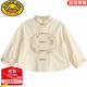G.DUCKKIDS小黃鴨漢服男童純棉小童兒童唐裝國學(xué)新中式款古風(fēng)套裝古裝春秋裝 米白色上衣 100 碼建議身高90-100cm