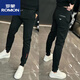 羅蒙（ROMON）秋冬款休閑褲男顯瘦加厚百搭小腳哈倫褲潮流帥氣束腳加絨 黑色 29
