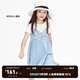 little MO&Co.涼感抑菌 童裝夏裝女童吊帶裙牛仔裙連衣裙兒童裙子 牛仔淺藍色 140 140/64