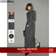 COCOBELLA手工壓褶半高領(lǐng)赫本風(fēng)長(cháng)袖連衣裙女秋氣質(zhì)長(cháng)裙FR3015 深花灰 L